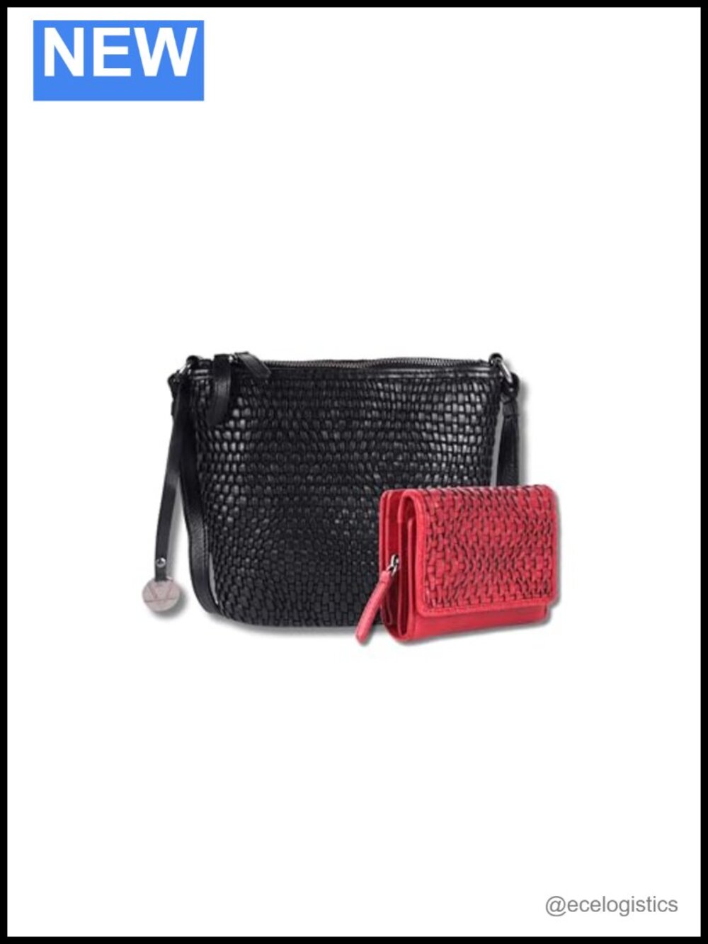 Genuine Leather Crossbody Bag & Wallet Set with Zipper Coin Purse for Women
